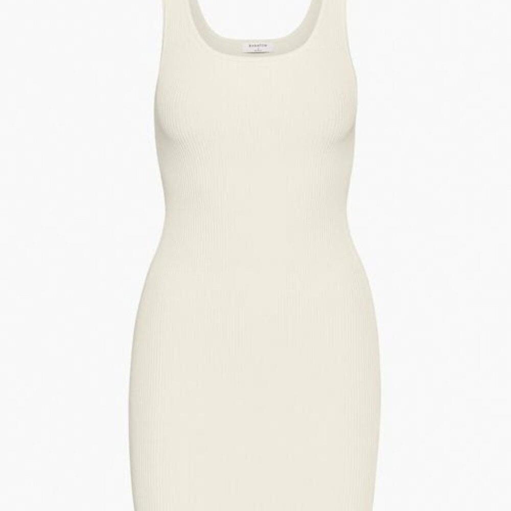 Aritzia Babaton sculpt knit squareneck mini dress - Matte pearl